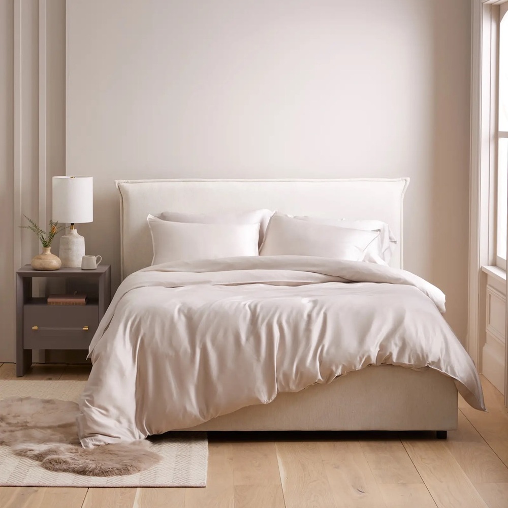 NWT QUINCE Bamboo Duvet Cover Set King/Cal King Sand 6849 - Picture 3 of 11